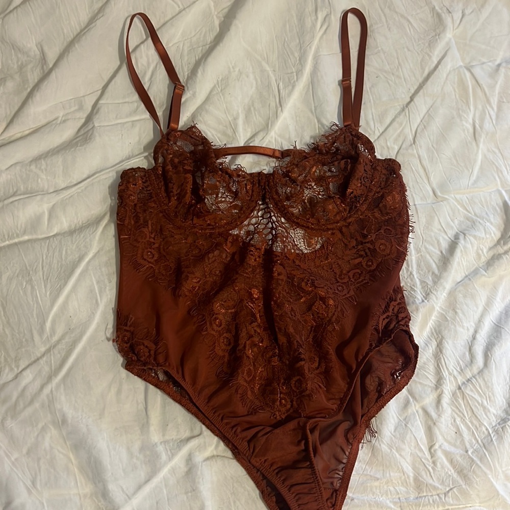 Orange lace bodysuit